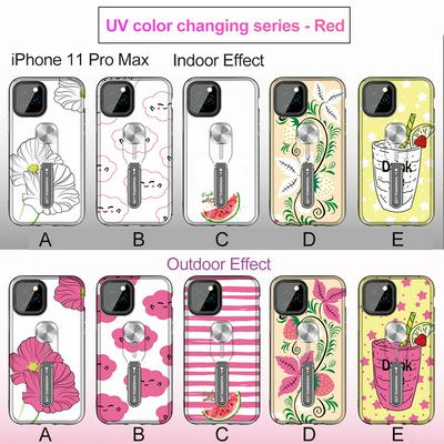 King Raytheon UV Light Color Changing Hard PC with Ring Holder and Stand Support Back Cover Protective Case for Apple iPhone 11 Pro Max(6.5)