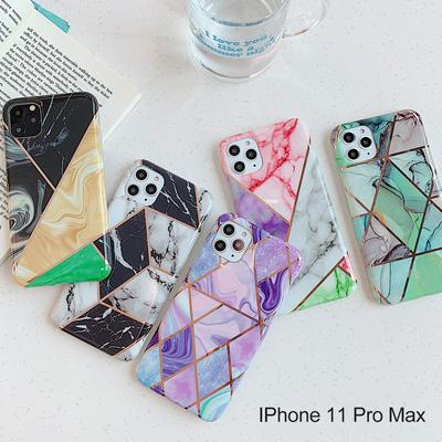 Shockproof Smooth Surface Plating Splice Marble Pattern Hard Phone Case for iPhone 11 Pro Max(6.5)
