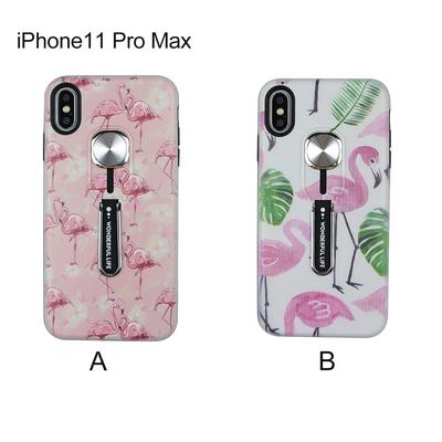Wallet Phone Case for iPhone 11 Pro Max(6.5), Flamingo Shockproof Hard Phone Cover With Colorful Magnet Car Bracket