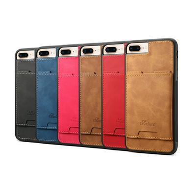 Suteni H08 Lambskin Leather Coated Soft TPU with Magnetic Card Slot and Stand Back Cover Protective Case for iPhone 7 / 8