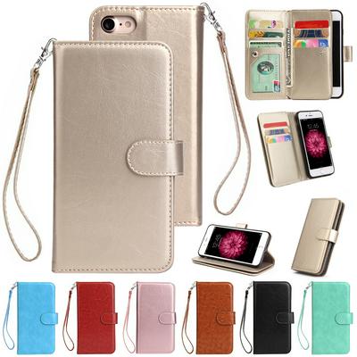 Solid Color Side Flip PU Leather + Soft TPU Picture Frame with  Picture Frame and 9 Cards Slot Wallet Protecting Cover Case for iPhone 7 / 8 