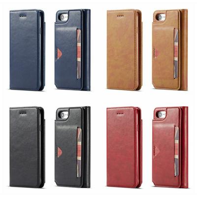 Solid Color Shockproof Side Flip PU Leather + Soft TPU Card Slots and Stand Wallet Case for iPhone 7 / 8 
