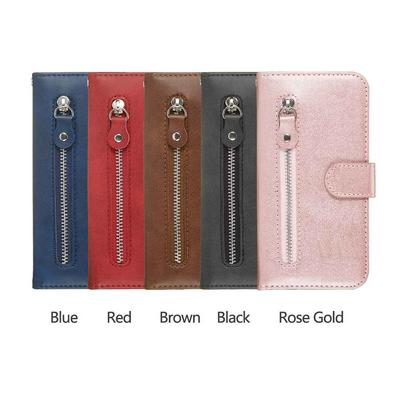 Fashion Calf Pattern Shockproof PU Leather + Soft TPU Card Slots with Magnetic Buckle and Stand Zipper Wallet Case for iPhone 7 / 8 