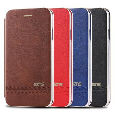 Azns Bakers Series Electroplated Gold Edge Magnetic Attraction Super Slim Side Flip PU Leather + Soft TPU with Card Slot and Stand Protective Case for iPhone 6 Plus / 6S Plus