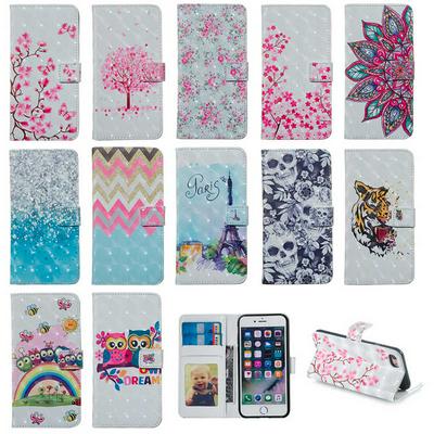 3D Colored Painting Side Flip Shockproof PU Leather + Soft TPU Picture Frame with Card Slots Magnetic Buckle and Stand Wallet Protective Case for iPhone 6 Plus / 6S Plus