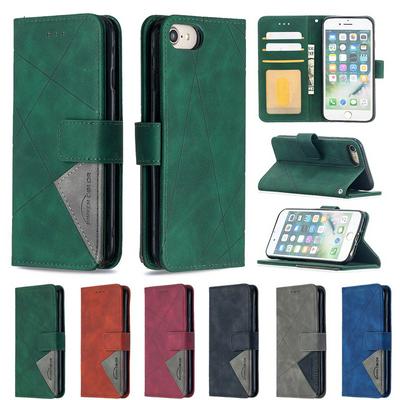 Hijab Rhombus Pattern BF05 Scratch Resistant PU Leather Phone Protective Case with Stand &Card Slots for iPhone 7 / 8 