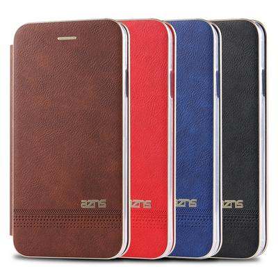 Azns Magnetic Attraction Super Slim Side Flip PU Leather + Soft TPU with Card Slot and Stand Protective Case for iPhone X / XS