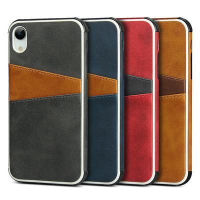 Hit Color with Card Holder Slots PU Leather Coated TPU Back Cover Protective Case for iPhone XR 6.1