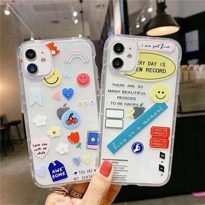 Rainbow OK Smiley Pattern Shockproof Transparent Soft TPU Back Cover Case for iPhone 12 (5.4)