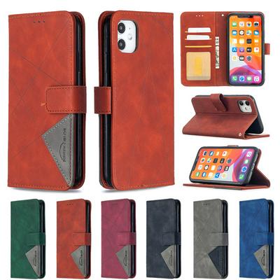 Hijab Rhombus Pattern BF05 Scratch Resistant PU Leather Phone Protective Case with Stand &Card Slots for iPhone 11 (6.1)