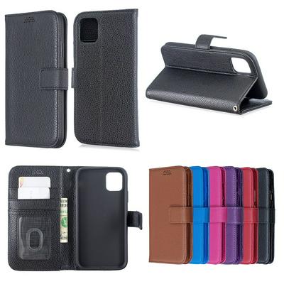 Lichee Pattern PU Leather + TPU with Card Slots Wallet and Stand Support Cover Case for Apple iPhone 11(6.1)