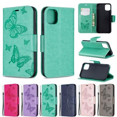 Wallet Case for iPhone 2019 6.1inch, Butterfly-debossed Leather Phone Case