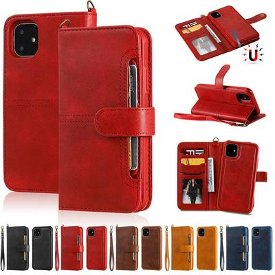 2 in 1 Leather Wallet Case for iPhone 11, Magnetic Detachable Phone Cover with Hidden Stand