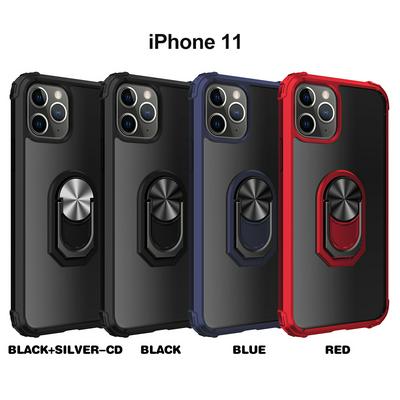 Transparent Hard PC + Soft TPU Hybrid with Ring Buckle Holder Back Cover Protective Case for Apple iPhone 11(6.1)