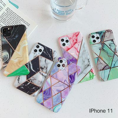 Shockproof Smooth Surface Plating Splice Marble Pattern Hard Phone Case for iPhone 11(6.1)