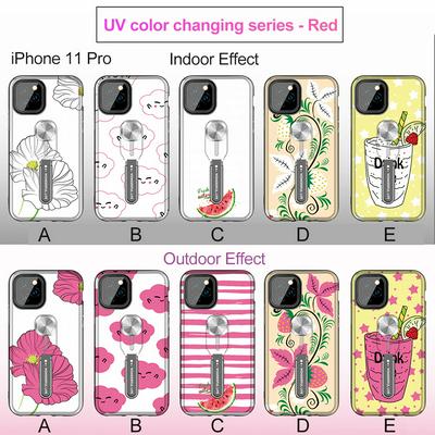 King Raytheon UV Light Color Changing Hard PC with Ring Holder and Stand Support Back Cover Protective Case for Apple iPhone 11(6.1) 