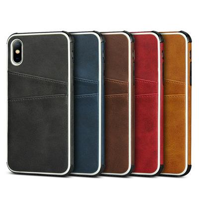 Hit Color with Card Holder Slots PU Leather Coated TPU Back Cover Protective Case for iPhone X / XS