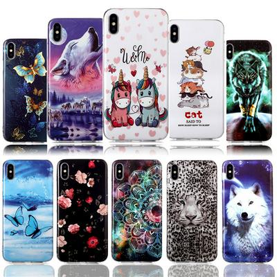 Luminous Colored Painting Shockproof Anti-Scratch Soft TPU Back Cover Case for iPhone X / XS