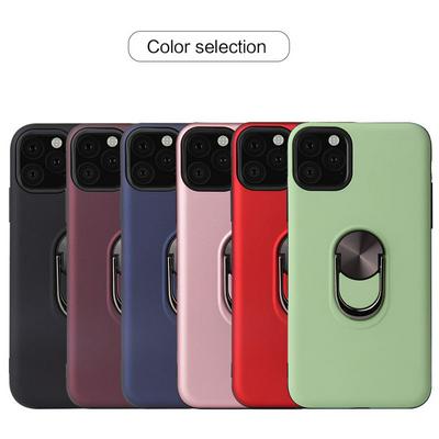 Solid Color Anti-Drop Anti-Scratch with Car Magnetic Ring Bracket Soft TPU Back Cover Protective Case for iPhone 12 Pro Max (6.7)