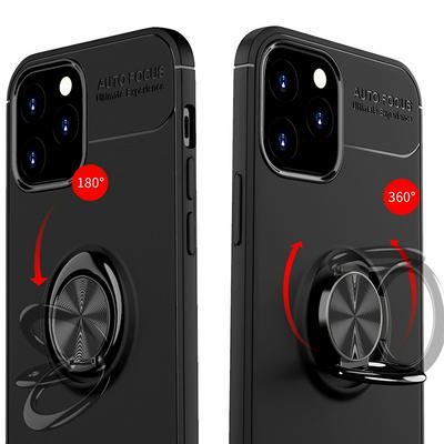 Metal Ring Bracket Anti-fall Scratch Resistant Soft TPU Back Cover Phone Case for iPhone 12/12 Pro(6.1)