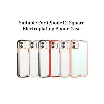 For iPhone 12/12 Pro(6.1) Electroplating Straight Edge Double-color High Permeability Soft TPU Back Cover Case