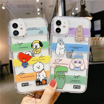 Dinosaur Rabbit Pattern Shockproof Transparent Soft TPU Back Cover Case for iPhone 12 Pro Max (6.7)