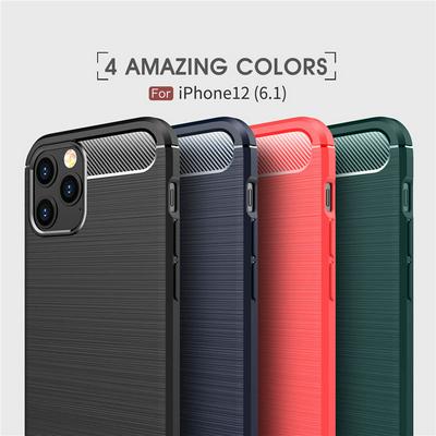 Carbon Fiber Pattern Brushed Shockproof Soft TPU Back Cover Case for iPhone 12 (6.1)