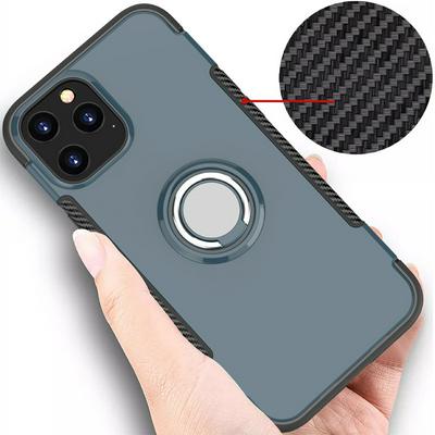 For iPhone 12/12 Pro(6.1) Shockproof Armor Four Corners Thickened Anti-drop TPU Back Cover Case with Invisible Ring Bracket 