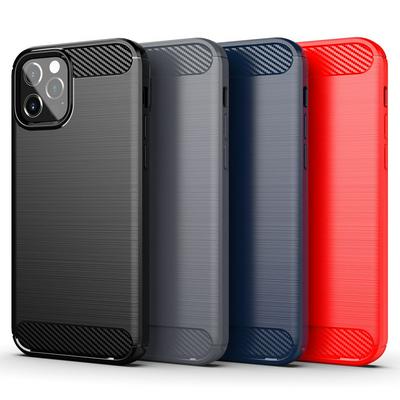 For iPhone 12/12 Pro(6.1) Carbon Fiber Drawing Series Scratch Resistant Shock Absorption Soft TPU Back Cover Case