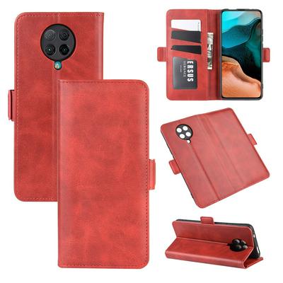 Retro Side Flip Shockproof Anti-Scratch PU Leather + Soft TPU Picture Frame Double Buckles with Stand and Card Slots Wallet Case for Xiaomi Redmi K30 Pro 5G