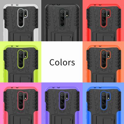 Dazzling Pattern Scratch Resistant Shockproof Hard PC +TPU Back Cover Case with Foldable Stand for Xiaomi Redmi 9