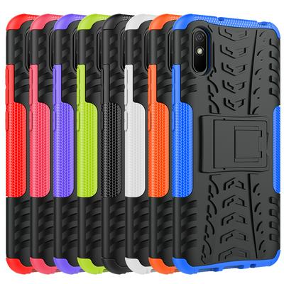 Dazzling Pattern Scratch Resistant Shockproof Hard PC +TPU Back Cover Case with Foldable Stand for Xiaomi Redmi 9A