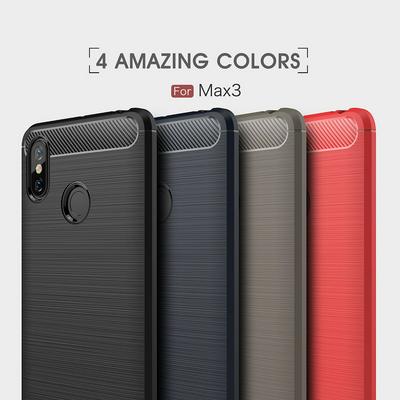 Carbon Fiber Pattern Brushed Metal Soft TPU Back Cover Case for Xiaomi Mi Max 3 