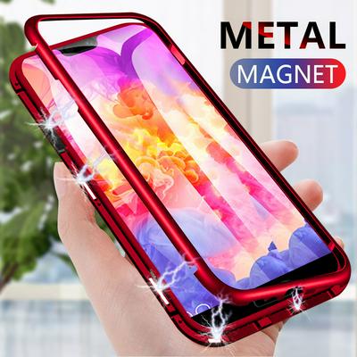 Detachable Magnetic Metal Frame + Tempered Glass Back Hard Case for OnePlus 7 Pro