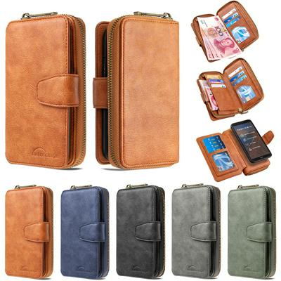 BF001 Style Multi-Function PU Leather + Detachable Magnetic Leather Coated TPU Back with Card Slots Picture Frame Magnetic Buckle Support Wireless Charging Zipper Wallet Bag Case for Xiaomi Redmi 7A