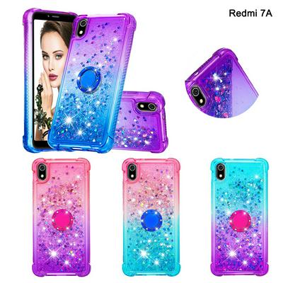 Gradient Color Side Diamond Studded Anti-Scratch Quicksand Soft TPU Back Cover Protective Case for Xiaomi Redmi 7A 