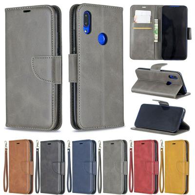 Wallet Case for Redmi 7, Plain Imitation Leather Phone Case with Card Slots and Hidden Kickstand