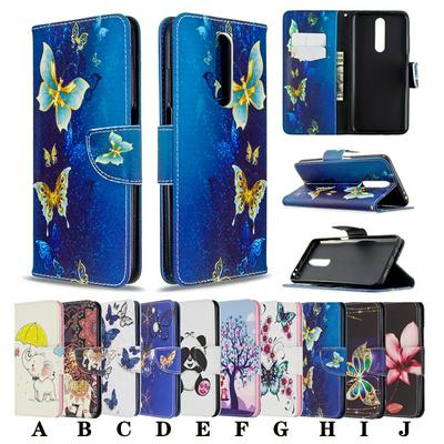 Colored Painting Anti-Fall Side Flip PU Leather + Soft TPU Stand with Magnetic Buckle and Card Slots Wallet Case for Xiaomi Redmi K30