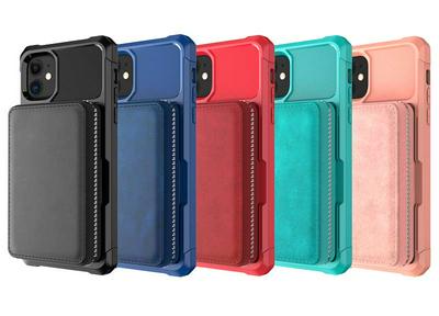 For iPhone 12/12 Pro (6.1) ZM05 Premium Vintage Shockproof All-Inclusive Hard PC Case with Card Slots Stand Function Cover Case