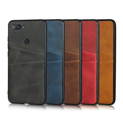 Card Phone Case for Xiaomi Mi 8 Lite, Calfskin-like Leather Phone Cover with Two Card Slots