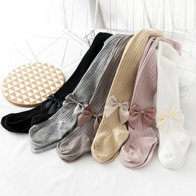 Children's Cotton Colored Bow-knot Vertical Stripes Pantyhose Socks in Autumn , Winter