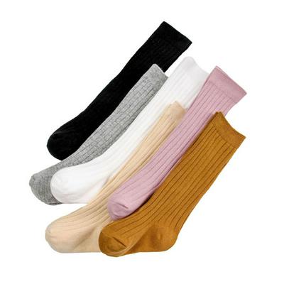Children's Cotton Solid Color Striped High Tube Socks