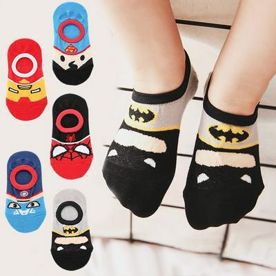 5 Pairs, Kid's Non-slip No Show Socks Super Hero Boat Socks