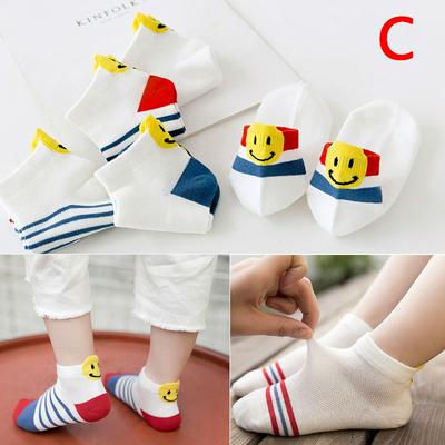 5 Pairs, Unisex Baby's Cotton Socks Striped Ankle Socks Thin Breatable Socks