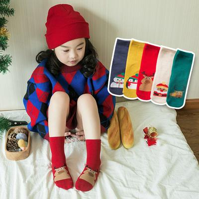 5 Pairs of Children's Cotton Cartoon Comfortable and Breathable Socks for Autumn , Winter
