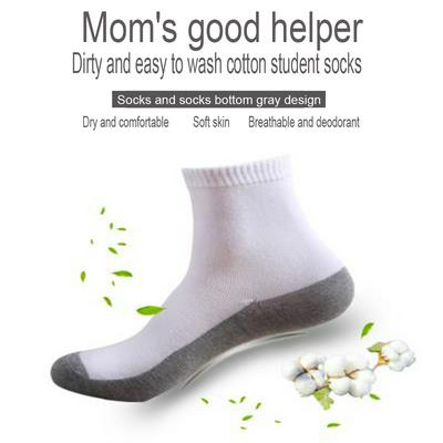 5 Pairs of Children's Cotton Black Gray Bottom Breathable Deodorant Socks