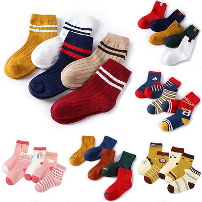 5 Pairs S-XL Size Children Winter Autumn Combed Cotton Sweat Absorption Deodorant Middle Tube Sports Socks for Kids 