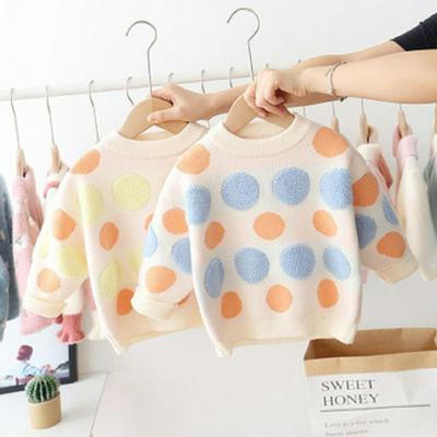 80 cm-120 cm Baby Girl's Korean Style Mink Fleece Sweater Stylish Knit Top for Autumn & Winter
