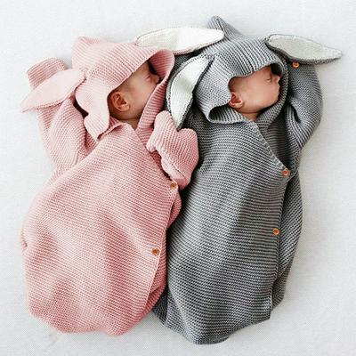 Spring Autumn Newborn Baby Knitted Swaddle Cute Rabbit Type Wrap Nest Baby Stroller Sleeping Bag  for Newborn Baby