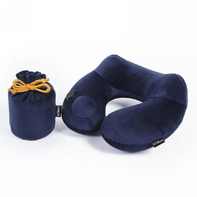 Inflatable Neck Travel Pillow Soft Washable Cover and Compact Packsack with Travel Clip for Airplane Car Train Bus and Home 